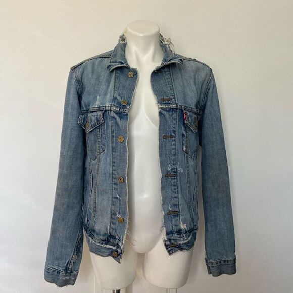 Levi’s Standard Trucker Distressed Jean Jacket - Picture 1 of 16
